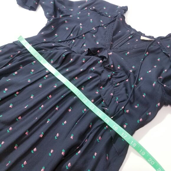 LOFT Floral Print Bell Sleeves Ruffle Midi Dress - Picture 7 of 11